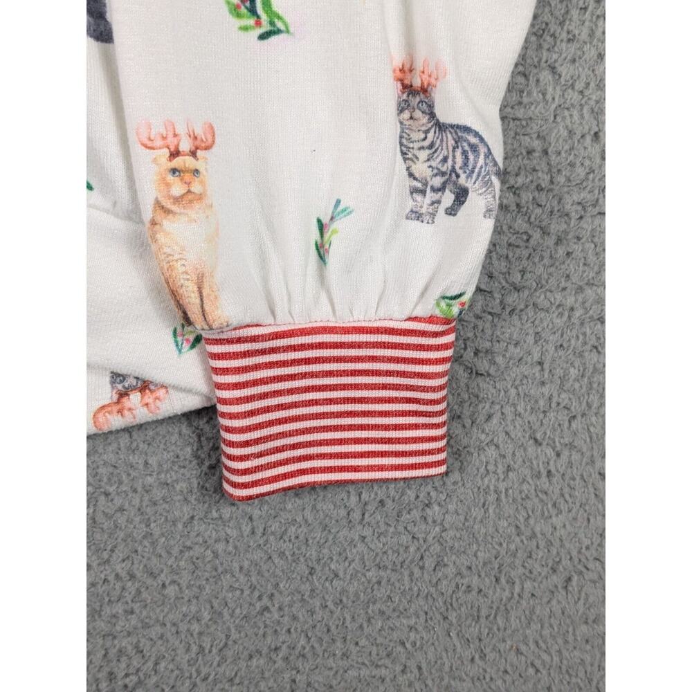 PJ Salvage Pajama Top Womens XL White Christmas Persian Cats Pullover Comfy - Picture 5 of 9
